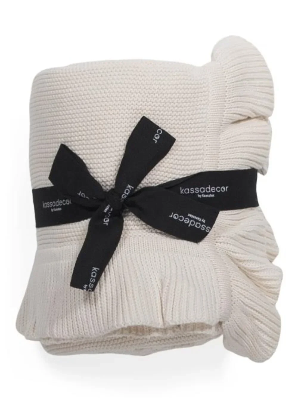 KASSATEX Pure Cotton Cozy Knit Ruffle Throw